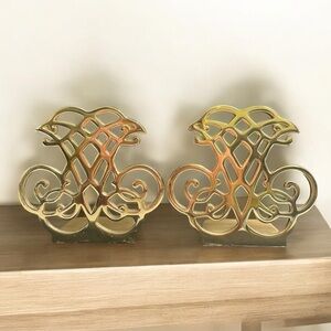 Vintage 1987 Colonial Williamsburg Virginia Metalcrafter Brass Bookends